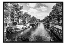 Gerahmter Kunstdruck Hausboote an der Brouwersgracht in Amsterdam