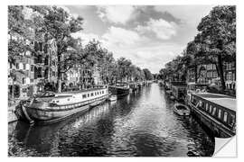 Selvklebende plakat Houseboats on the Brouwersgracht in Amsterdam