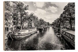 Holzbild Hausboote an der Brouwersgracht in Amsterdam