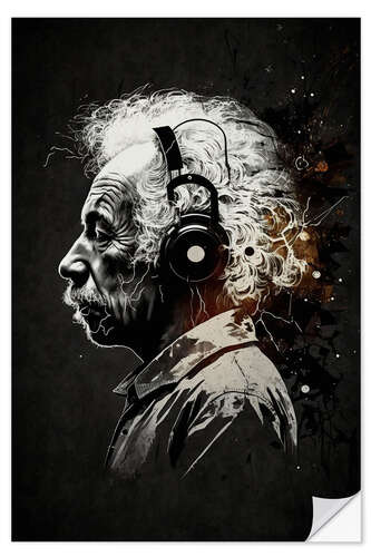 Wall sticker Einstein Headphones Pop Art