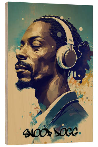 Wood print Snoop Dogg Headphones Pop Art