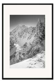 Gerahmter Kunstdruck Verschneiter Winterwald am Tegelberg im Allgäu