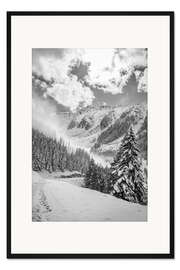 Gerahmter Kunstdruck Winterlicher Wanderweg im Ahrntal in Südtirol