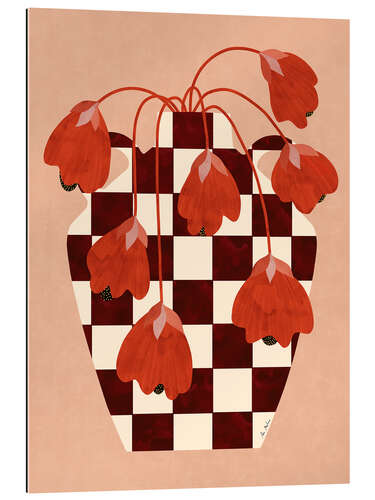 Gallery print Checkered Vase with Red Flowers