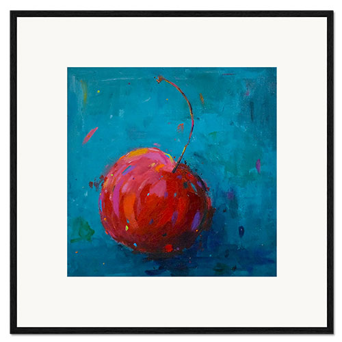 Framed art print Cherry on Teal