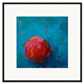 Kunsttryk i ramme Cherry on Teal