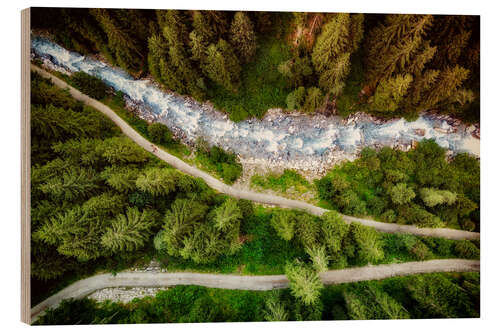 Holzbild Drei Wanderer in Österreich