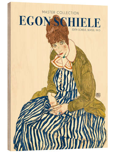 Cuadro de madera Edith Schiele, seated, 1915