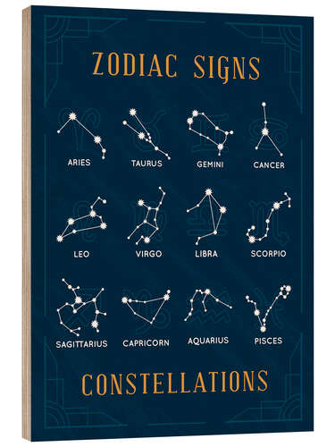 Hout print Zodiac Signs