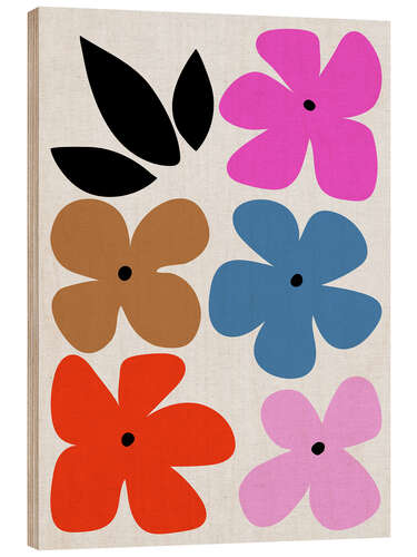 Wood print Abstract Spring Flowers