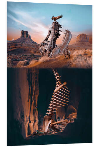 PVC-tavla Dinosaur Skeleton With Native American and Eagle