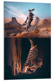 Gallery print Dinosaur Skeleton With Native American and Eagle