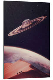 Magnettafel Spaziergang auf einer Düne mit Raumschiff