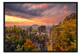Gerahmter Kunstdruck Bastei, Sächsische Schweiz