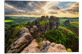 Gallery print Schrammsteine at Sunset, Elbe Sandstone Mountains