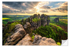 Wandsticker Schrammsteine im Sonnenuntergang, Elbsandsteingebirge