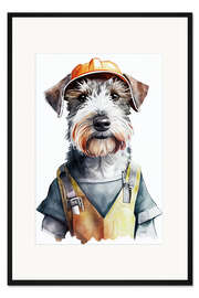 Gerahmter Kunstdruck Bauarbeiter-Terrier