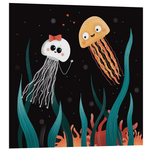 Quadro em PVC Funny Jellyfish in the Ocean