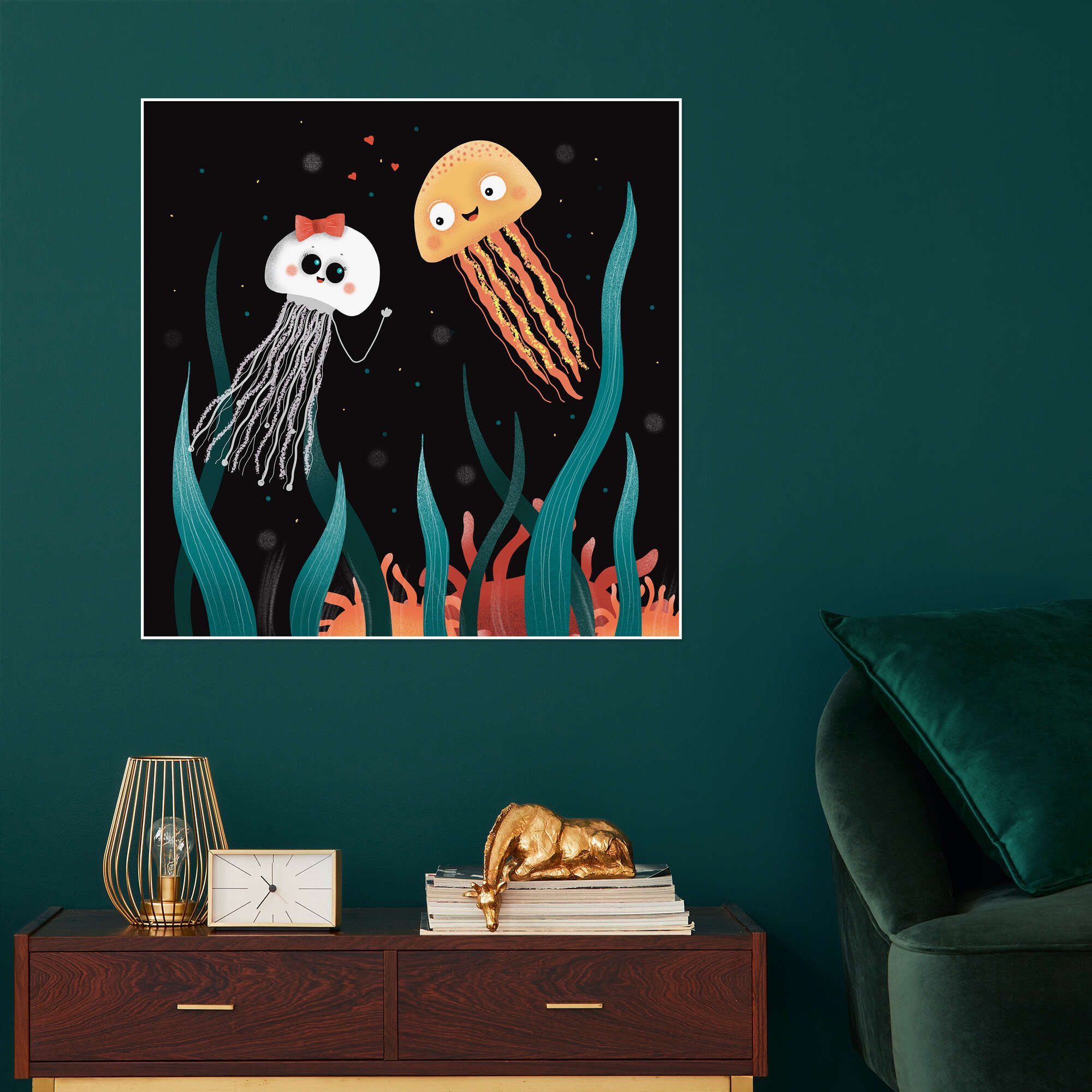 Hypnotic jellyfish 50x50 canvas top print