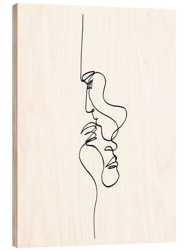Holzbild Line Art Love