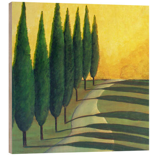 Wood print Cypress Trees of Tuscany