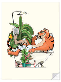 Wall sticker Tiger Reading in the Bathtub