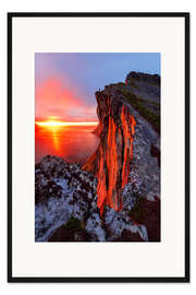 Gerahmter Kunstdruck Sonnenuntergang am Fjord