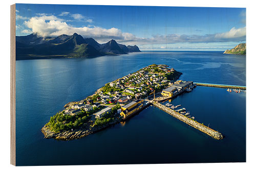 Hout print Fishing Village in Northern Norway