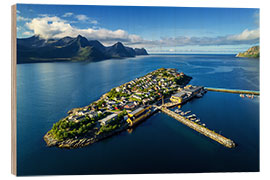 Hout print Fishing Village in Northern Norway