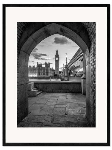 Inramat konsttryck Big Ben and Westminster Bridge