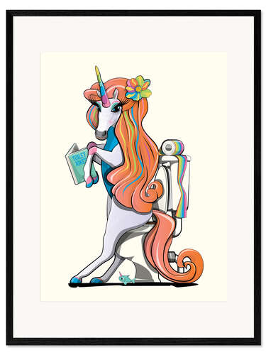 Framed art print Unicorn on the Toilet