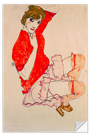 Vinilo para la pared Wally in red blouse with raised knees, 1913