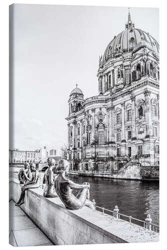 Canvas print Sculpture Group and Berlin Cathedral on the Banks of the Spree