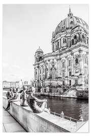 Selvklebende plakat Sculpture Group and Berlin Cathedral on the Banks of the Spree