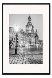 Gerahmter Kunstdruck Dresdner Frauenkirche bei Nacht