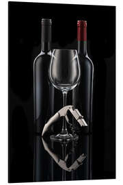 Magnettafel Weinflaschen Duo mit Weinbesteck