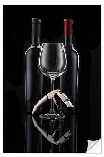 Muursticker Wine Bottle Duo with Wine Cutlery