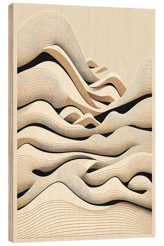 Wood print Minimal Waves