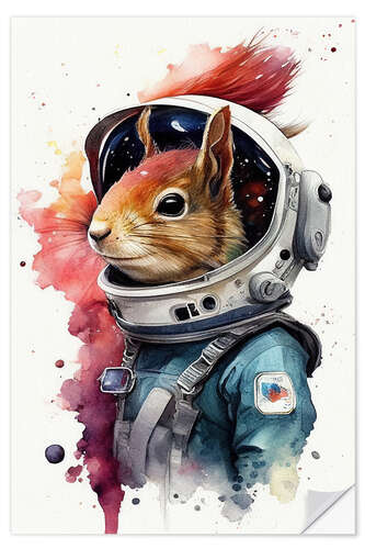 Selvklebende plakat Space Squirrel