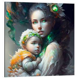 Aluminium print Emerald Mother with Baby