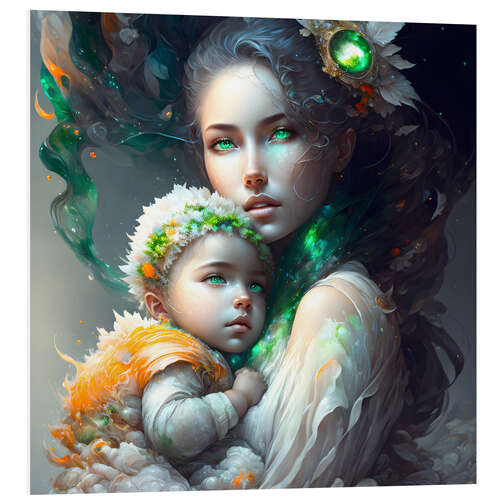 Tableau en PVC Emerald Mother with Baby