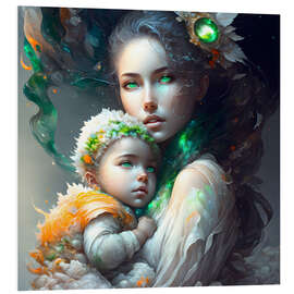 Foam board print Emerald Mother with Baby