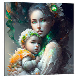 Tableau en plexi-alu Emerald Mother with Baby