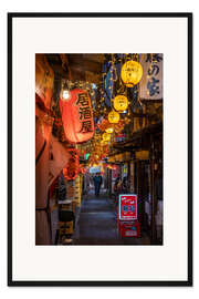Gerahmter Kunstdruck Leuchtende Lampions in Tokio
