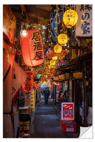 Selvklebende plakat Glowing Lampions in Tokyo