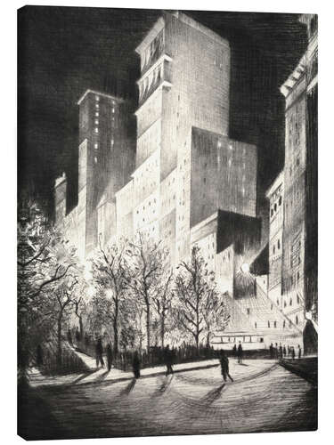 Stampa su tela Three AM, A Corner by Madison Avenue (2 AM New York and Metropolis)