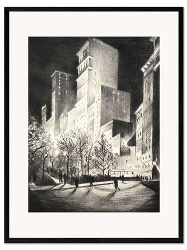 Gerahmter Kunstdruck Three AM, A Corner by Madison Avenue (2 AM New York and Metropolis)