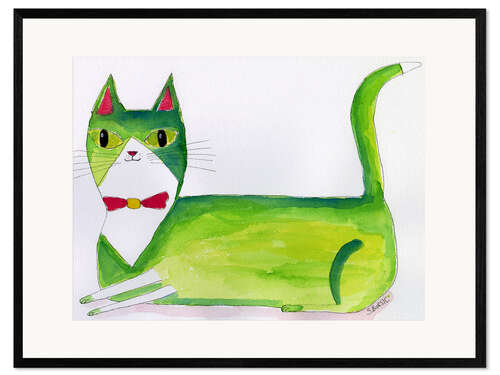 Innrammet kunsttrykk The Green Cat