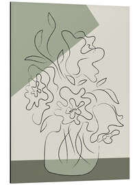 Tableau en aluminium Vase of flowers on sage green