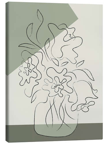 Canvas print Vase of flowers on sage green